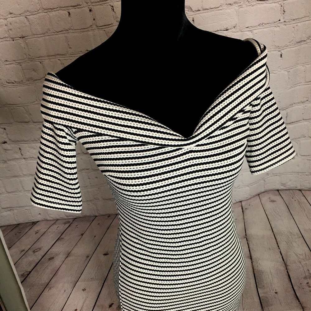 black and white striped dress
